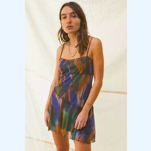 Urban Outfitters Moxie Multicolor Mesh Mini Dress